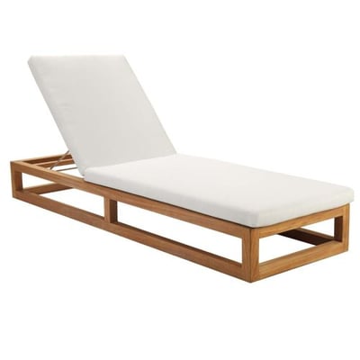 Newbury Outdoor Patio Premium Grade A Teak Wood Lounge Chair, Natural White