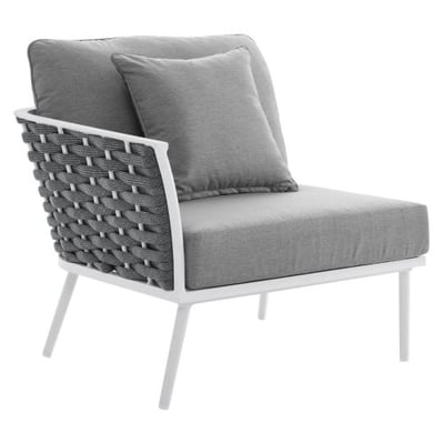 Stance Outdoor Patio Aluminum Left-Facing Armchair, White Gray