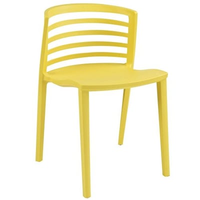 Modway Curvy Plastic Chair, Yellow