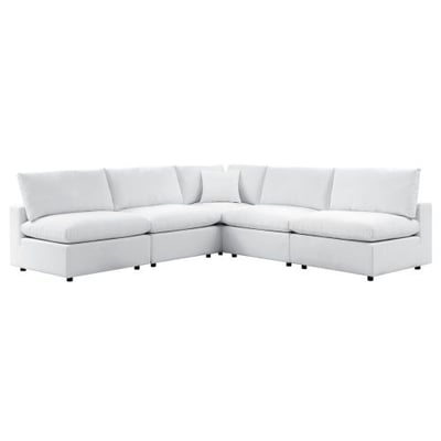 Commix 5-Piece Sunbrella Outdoor Patio Sectional Sofa, White