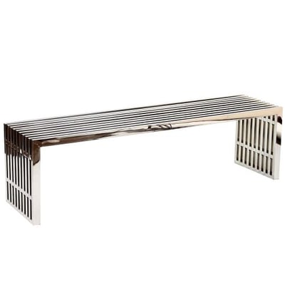 Modway Gridiron Contemporary Modern Large Stainless Steel Bench