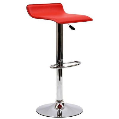 Modway Gloria Retro Modern Faux Leather Bar Stools in Red