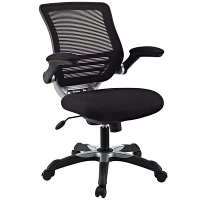 Modway Edge Mesh Back and Black Mesh Seat Office Chair With Flip-Up Arms - Ergonomic Desk And Computer Chair