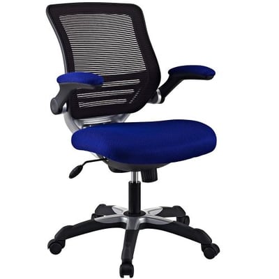 Modway Edge Mesh Back and Blue Mesh Seat Office Chair With Flip-Up Arms - Ergonomic Desk And Computer Chair