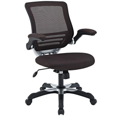 Modway Edge Mesh Back and Brown Mesh Seat Office Chair With Flip-Up Arms - Ergonomic Desk And Computer Chair