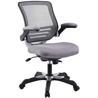 Modway Edge Mesh Back and Gray Mesh Seat Office Chair With Flip-Up Arms - Ergonomic Desk And Computer Chair