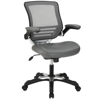 Modway Edge Mesh Back and Gray Vinyl Seat Office Chair With Flip-Up Arms - Ergonomic Desk And Computer Chair