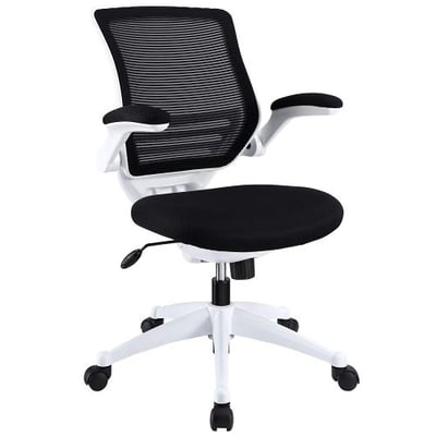 Modway Edge Mesh Back and Black Mesh Seat Office Chair With White Base And Flip-Up Arms - Ergonomic Desk And Computer Chair
