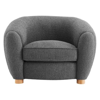 Abundant Boucle Upholstered Fabric Armchair, Gray