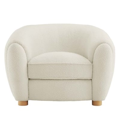 Abundant Boucle Upholstered Fabric Armchair, Ivory