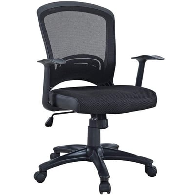 Leo Task Black Mesh Office Chair with Height Adjustable Mesh Fabric Seat
