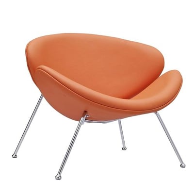 Modway EEI-809-ORA Nutshell Mid-Century Modern Faux Leather Lounge Accent Chair Orange
