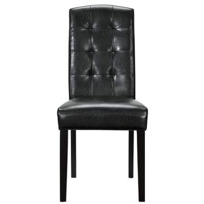 Modway Perdure Tufted Faux Leather Parsons Dining Side Chair in Black