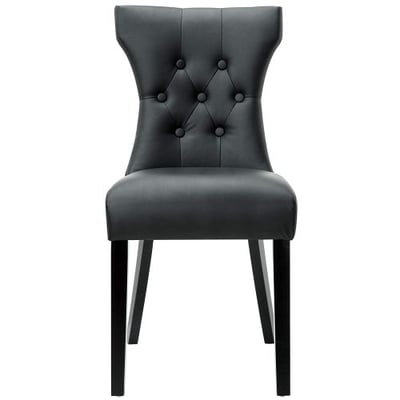 Modway Silhouette Tufted Faux Leather Parsons Dining Side Chair in Black