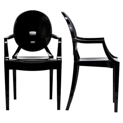 Modway Casper Modern Acrylic Dining Armchairs in Black - Set of 2