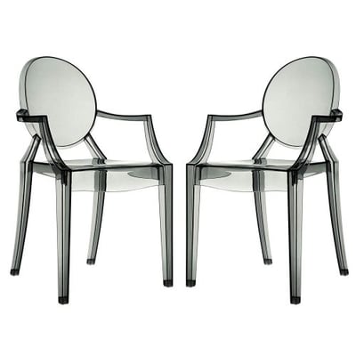Modway Casper Modern Acrylic Dining Armchairs in Clear - Set of 2