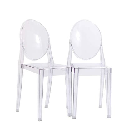 Modway Casper Modern Acrylic Dining Side Chairs in Clear - Set of 2