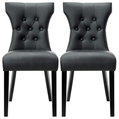 Modway Silhouette Tufted Faux Leather Parsons Dining Side Chair in Black - Set of 2
