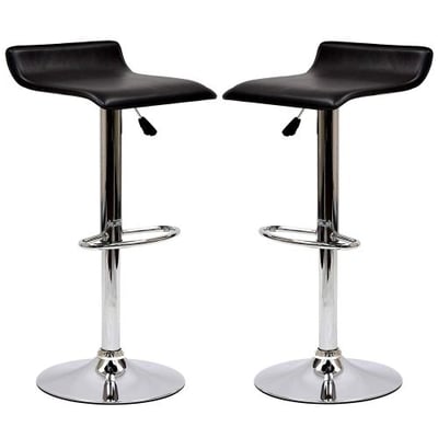 Modway Gloria Retro Modern Faux Leather Bar Stools in Black - Set of 2