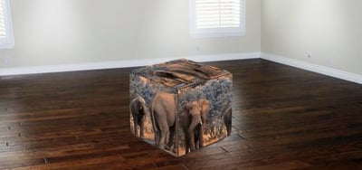 Elephant at Watering hole Ottoman