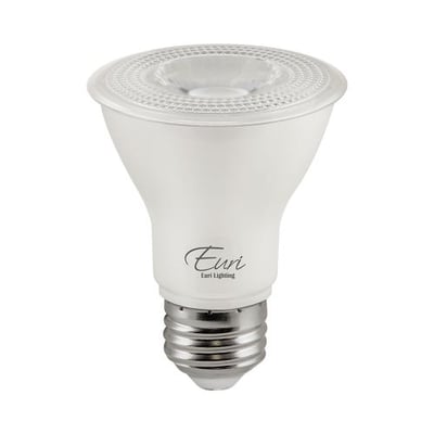 Euri Lighting EP20-7W6040e-2 LED PAR20 Bulb, Bright White Light (4000K), 120V, Dimmable, 7W, 500lm, 40 Degree, Base (E26), 80 CRI