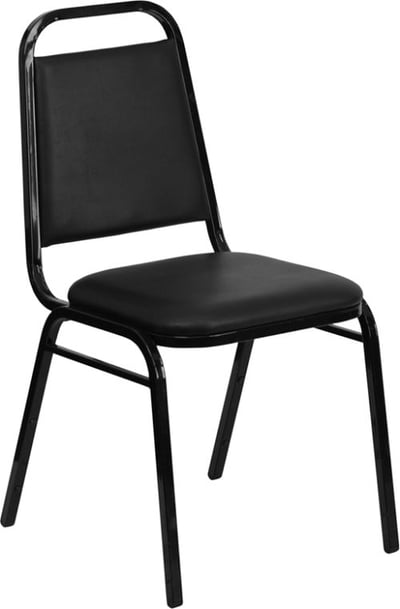 Hercules Series Upholstered Stack Chair with Trapezoidal Back Padded Foam Seat Black Frame