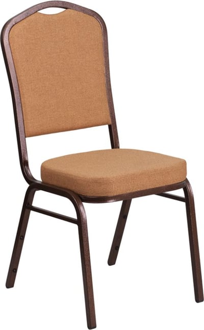 HERCULES Series Crown Back Stacking Banquet Chair in Light Brown Fabric - Copper Vein Frame