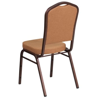HERCULES Series Crown Back Stacking Banquet Chair in Light Brown Fabric - Copper Vein Frame