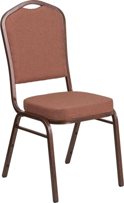 HERCULES Series Crown Back Stacking Banquet Chair in Brown Fabric - Copper Vein Frame