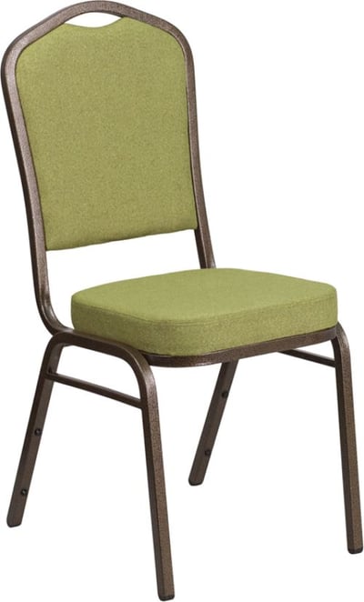 HERCULES Series Crown Back Stacking Banquet Chair in Moss Fabric - Gold Vein Frame