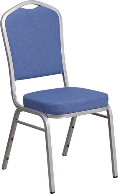 HERCULES Series Crown Back Stacking Banquet Chair in Blue Fabric - Silver Frame