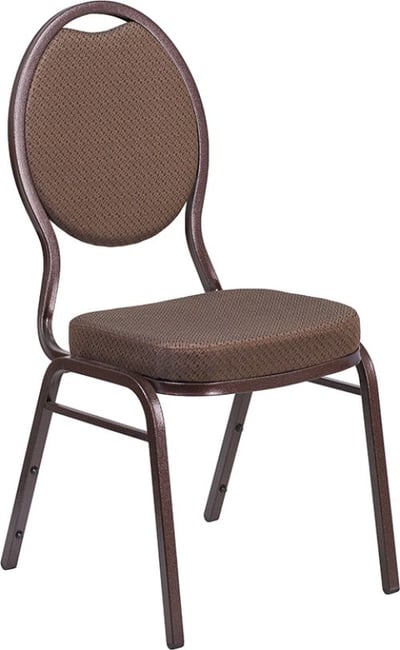 HERCULES Series Teardrop Back Stacking Banquet Chair in Brown Patterned Fabric - Copper Vein Frame