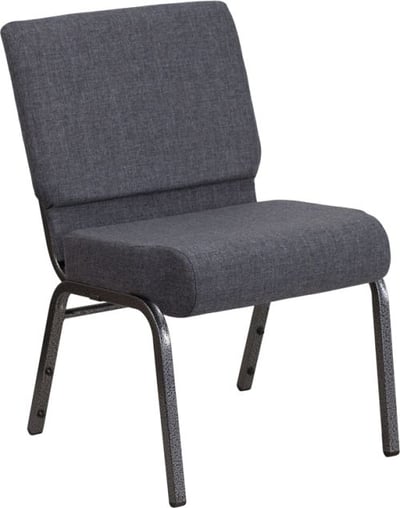 HERCULES Series 21''W Church Chair in Dark Gray Fabric - Silver Vein Frame
