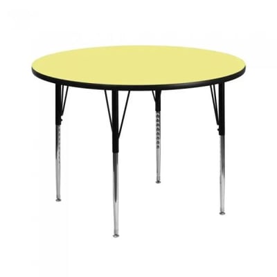 48'' Round Yellow Thermal Laminate Activity Table - Standard Height Adjustable Legs