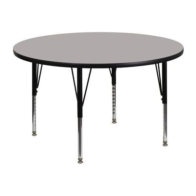 48'' Round Grey HP Laminate Activity Table - Height Adjustable Short Legs