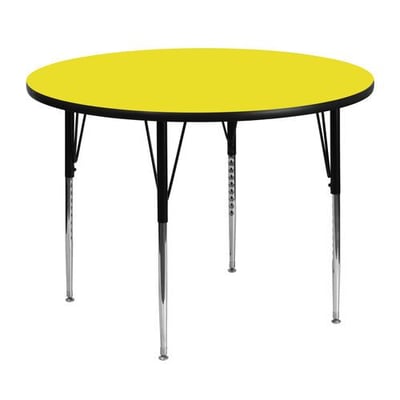 48'' Round Yellow HP Laminate Activity Table - Standard Height Adjustable Legs