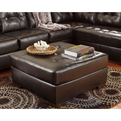 Signature Design by Ashley Alliston Oversized Ottoman in Chocolate Faux Leather