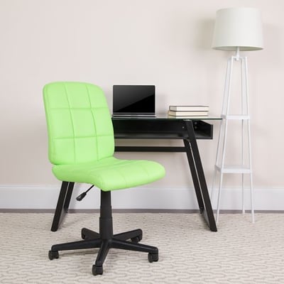 Mid-Back Green Quilted Vinyl Swivel Task Office Chair