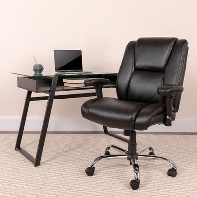 HERCULES Series Big & Tall 400 lb. Rated Black LeatherSoft Ergonomic Task Office Chair with Chrome Base and Adjustable Arms