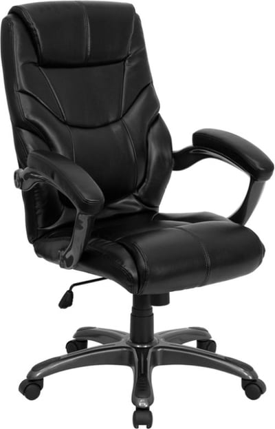 High Back Black LeatherSoft Overstuffed Executive Swivel Ergonomic Office Chair with Arms
