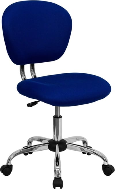 Mid-Back Blue Mesh Padded Swivel Task Office Chair with Chrome Base