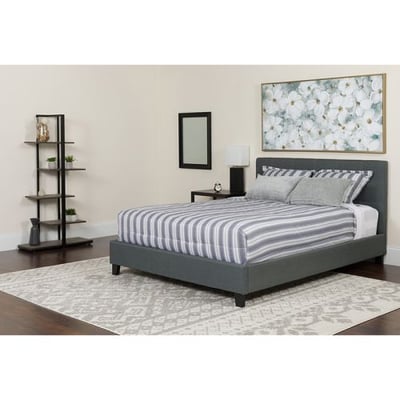 Chelsea King Size Upholstered Platform Bed in Dark Gray Fabric
