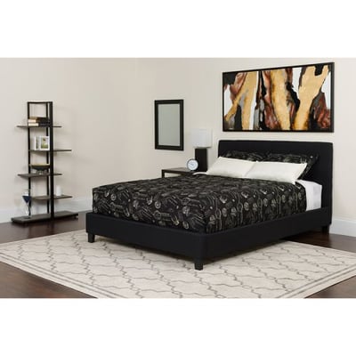 Chelsea King Size Upholstered Platform Bed in Black Fabric