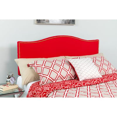 Lexington Upholstered Twin Size Headboard with Accent Nail Trim in Red Fabric