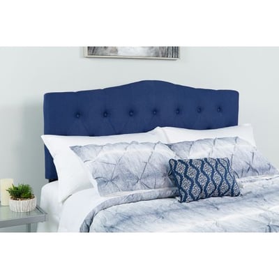 Cambridge Tufted Upholstered King Size Headboard in Navy Fabric