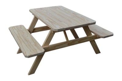 A&L Furniture Pine 4' Table with Attached Benches