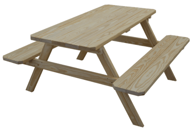 A&L Furniture Pine 5' Table with Attached Benches