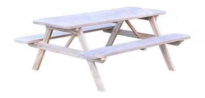 A&L Furniture Pine 6' Table with Attached Benches