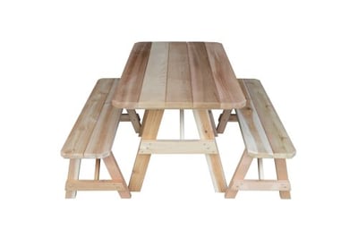 A&L Furniture Cedar 4' Traditional Table w/2 Benches - Specify for FREE 2