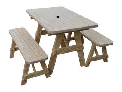 A&L Furniture 4' Traditional Table with 2 Benches